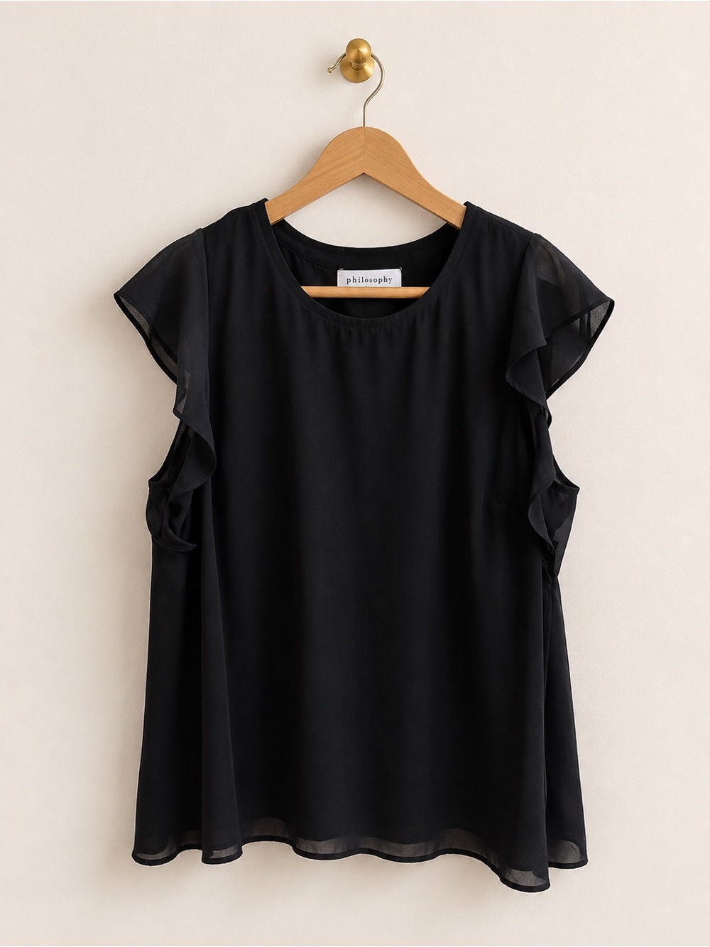 Philosophy Woman Republic Clothing Black Ruffle Blouse Size 1X